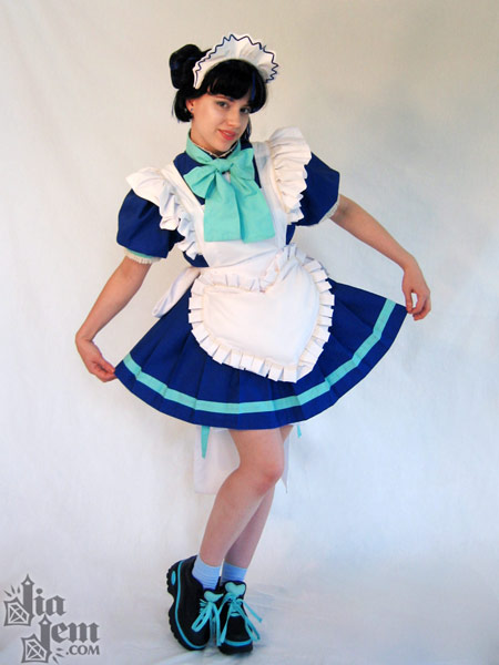 Tokyo Mew Mew Mint Aizawa Cosplay Costume Maid Style Blue Dress Set